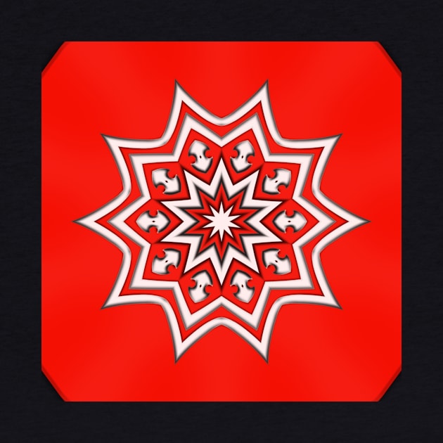 Bright Red Kaleidoscope Pattern (Seamless) 24 by Swabcraft